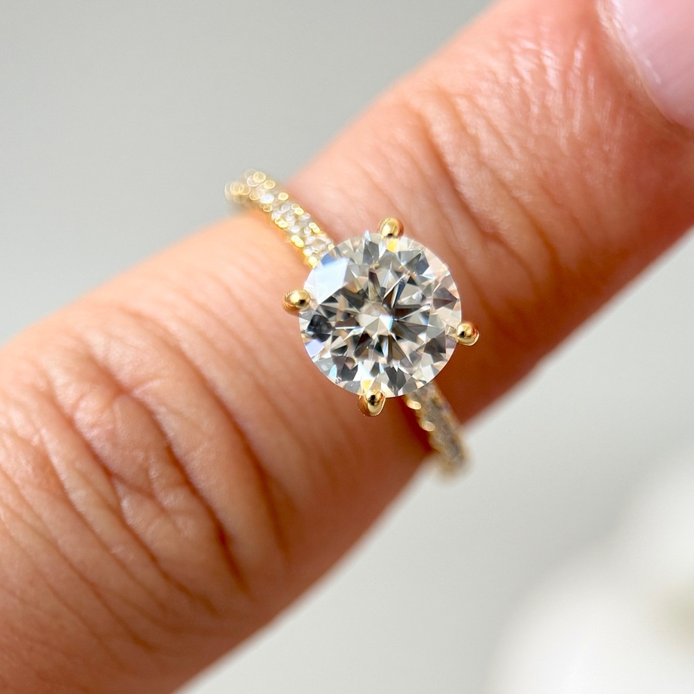 2ct S925 Moissanite Ring Hidden Halo Engagement Ring Sterling Silver 14k Plated - Picture 10 of 10